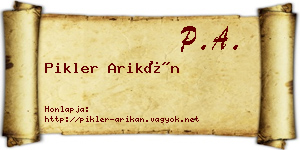 Pikler Arikán névjegykártya